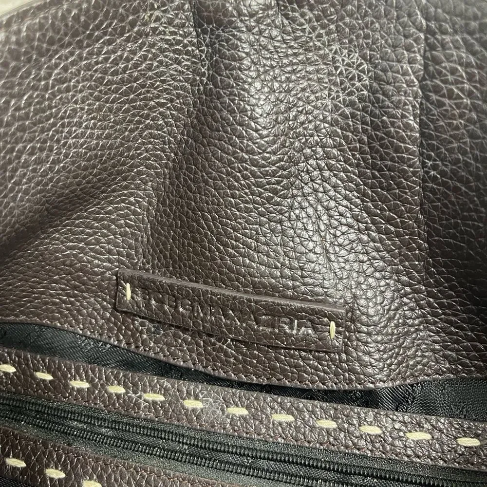 BCBGMAXAZRIA Hobo Leather dark Brown Bag Stitching accent,silver tone hardwares
